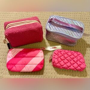 NWT 4 piece quilted Cosmetic Bag Collection by Benefit, Ulta, and more!